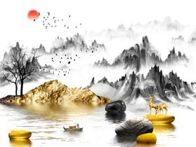 石来运转山水背景