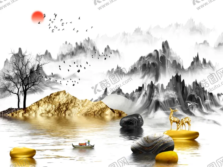 编号：74910904301222178554【酷图网】源文件下载-石来运转山水背景