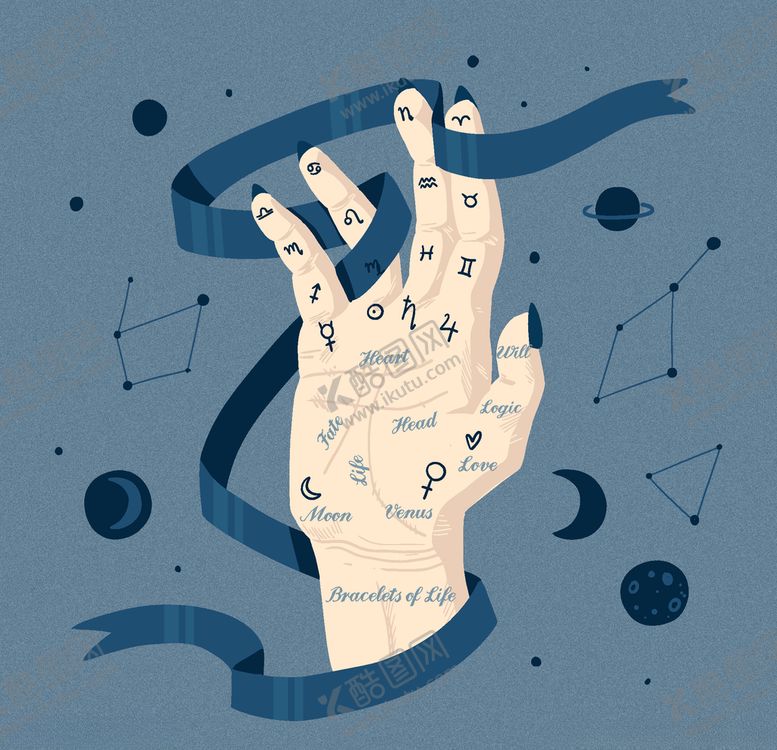 编号：46326709102059516105【酷图网】源文件下载-创意手相宣传插画