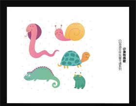 可爱动物卡通矢量图