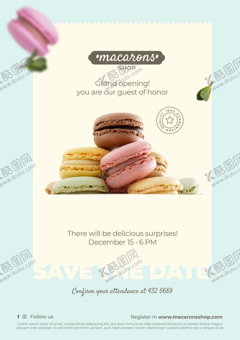 编号：75667109201758598315【酷图网】源文件下载-马卡龙店广告海报