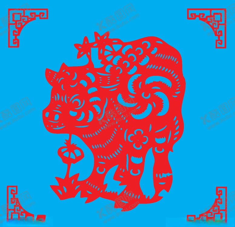 编号：34897005091634263662【酷图网】源文件下载-牛剪纸