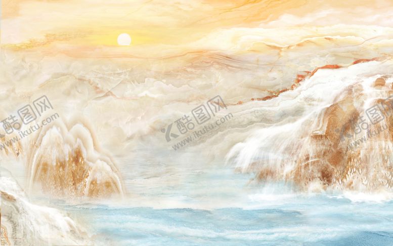 编号：85254604221441491232【酷图网】源文件下载-流水生财大理石背景墙