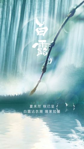 白露节气海报微信单屏水滴背景