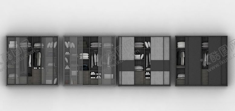 编号：33495709142052502819【酷图网】源文件下载-现代衣柜3d模型组合