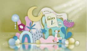 梦幻童话风宝宝宴装饰摆件