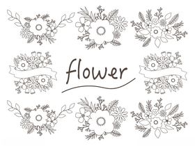 手绘花卉图案设计素材