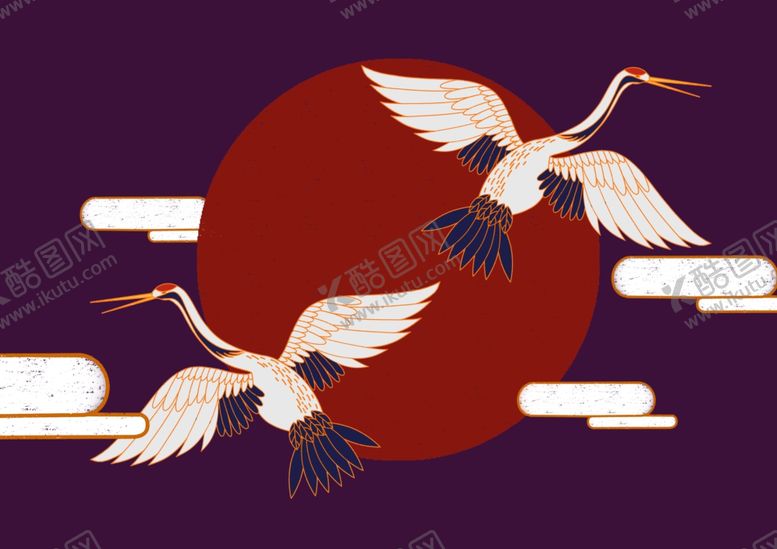 编号：24724505011612072056【酷图网】源文件下载-仙鹤海报背景图片
