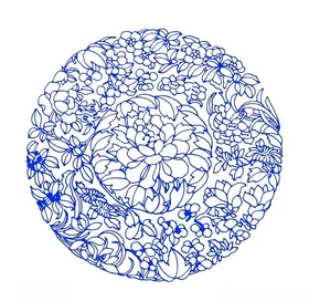 圆形牡丹花纹样