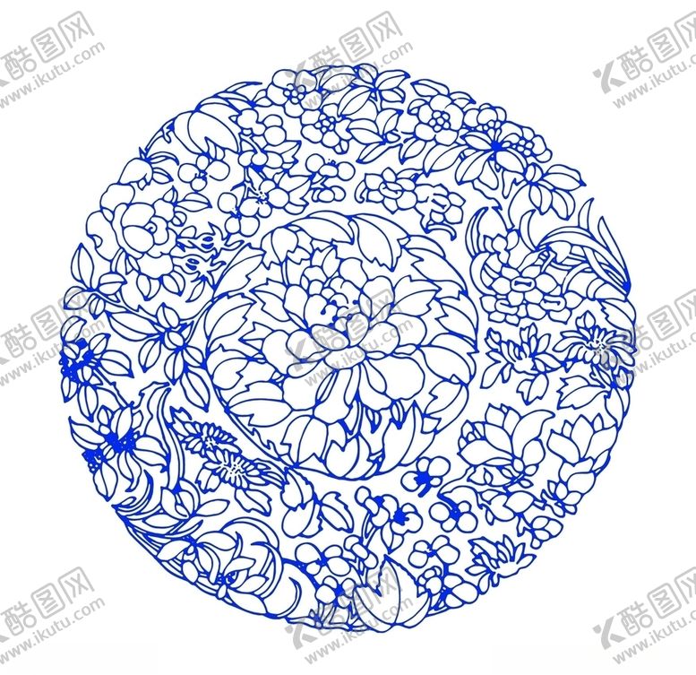 编号：90646611022028168411【酷图网】源文件下载-圆形牡丹花纹样