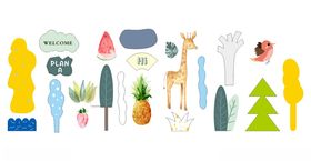 可爱卡通森林动物植物元素