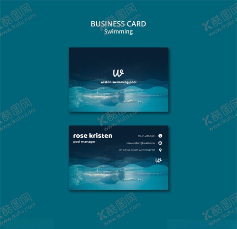 编号：60523810080822418674【酷图网】源文件下载-游泳课名片模板