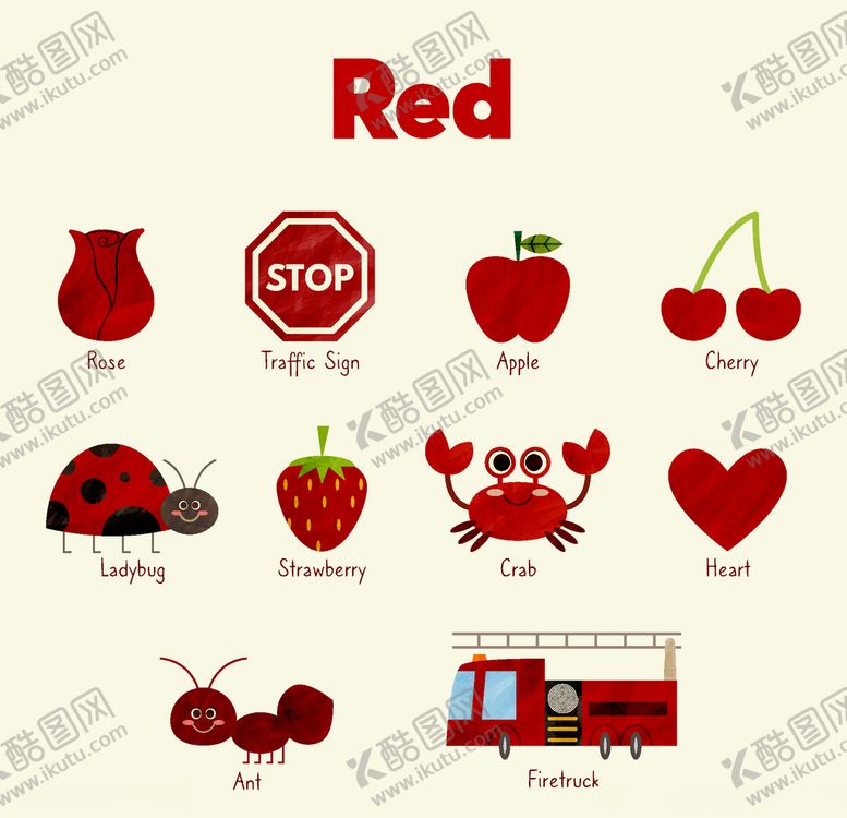 编号：99943509280728245635【酷图网】源文件下载-红色英语手绘插画