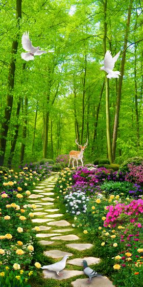 树林风景玄关画