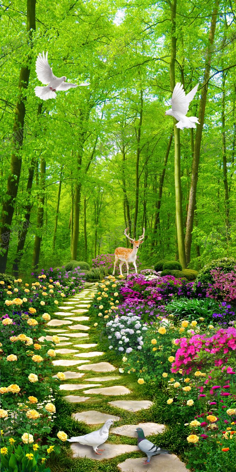 编号：14593211012132193146【酷图网】源文件下载-树林风景玄关画