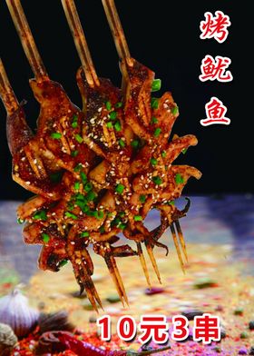 烤鱿鱼灯箱片