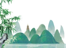 山水国风合成海报素材