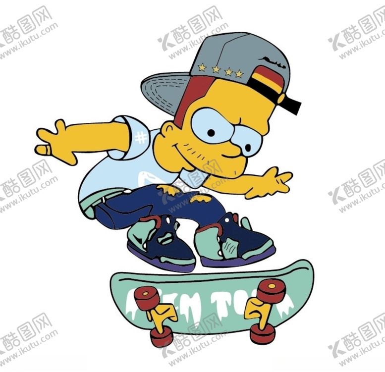 编号：30449410141538503342【酷图网】源文件下载-辛普森玩轮滑