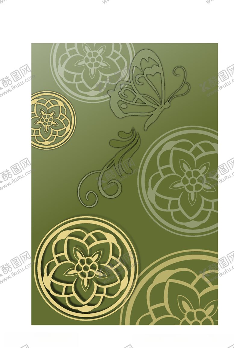 编号：13261609290242156344【酷图网】源文件下载-绿色蝴蝶花纹