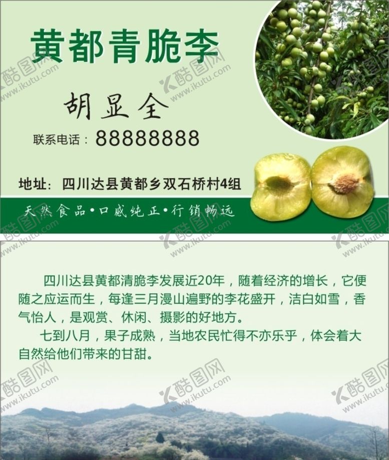 编号：12896305010947093433【酷图网】源文件下载-李子名片