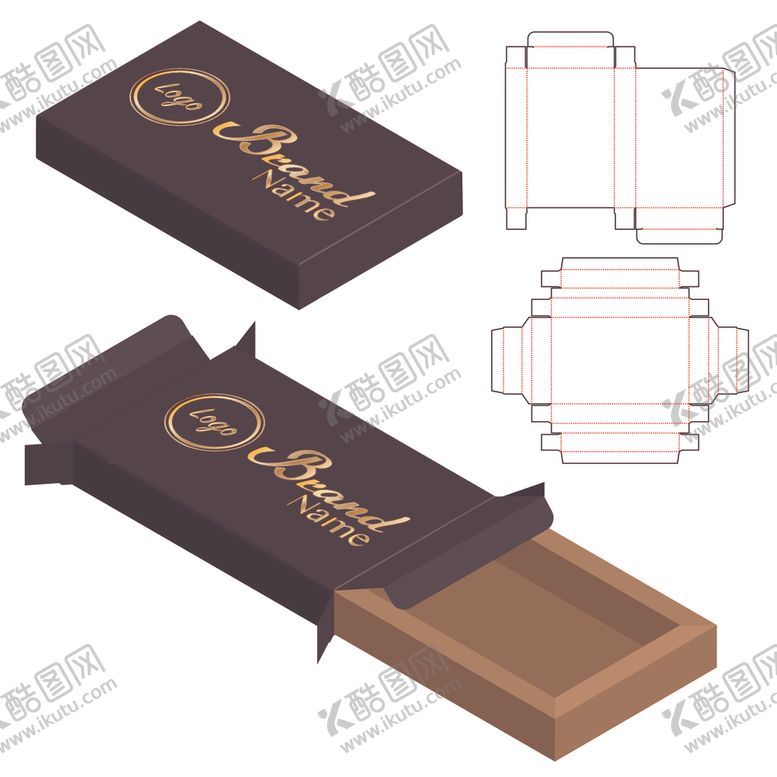 编号：30743709111555425135【酷图网】源文件下载-巧克力抽屉式包装盒刀模图