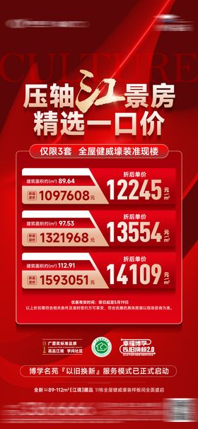 房地产特价房红金热销海报