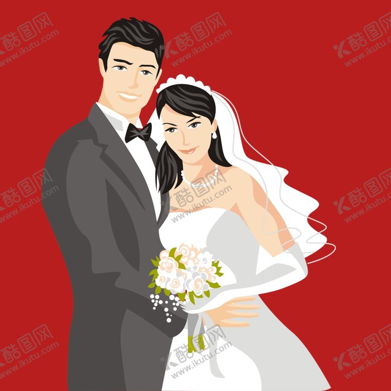 编号：75331102030035417795【酷图网】源文件下载-手绘结婚男女