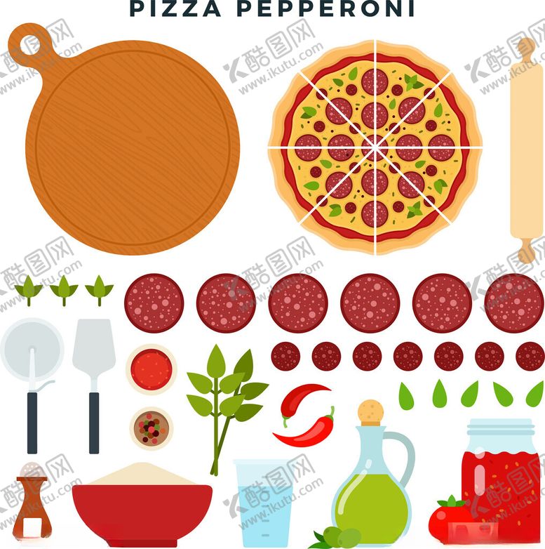 编号：46195111191557392651【酷图网】源文件下载-披萨制作素材集合