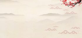 中国风背景手绘花山水画素材书法时尚