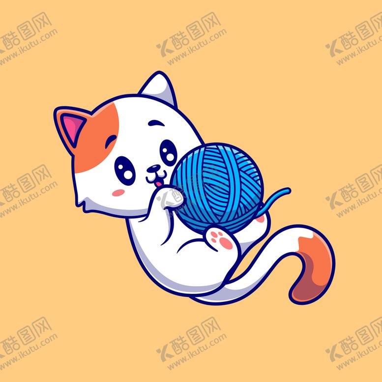 编号：13425809190339267829【酷图网】源文件下载-卡通玩毛线的小猫