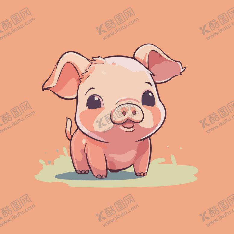 编号：82048601272015176150【酷图网】源文件下载-可爱小猪矢量卡通画儿童插画