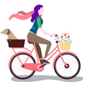 骑自行车的女孩插画