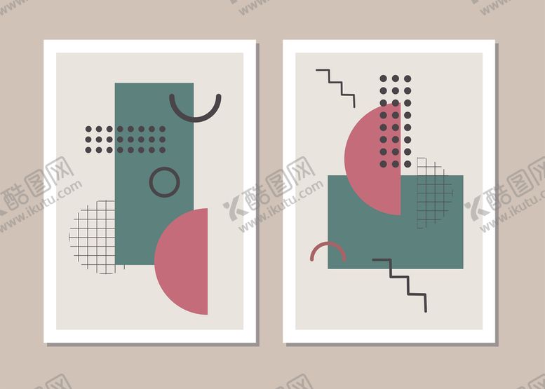 编号：14293810120038311117【酷图网】源文件下载-几何抽象风装饰画组合