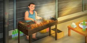 地摊摆摊后浪夜市插画卡通背景