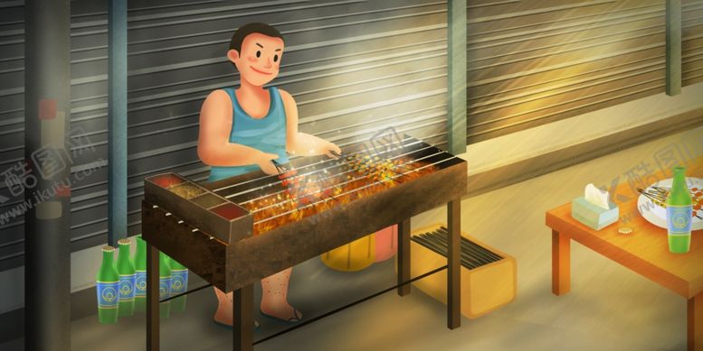 编号：36500109201502303906【酷图网】源文件下载-地摊摆摊后浪夜市插画卡通背景