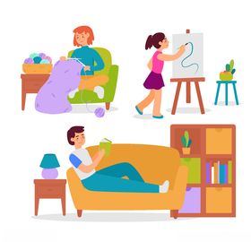 兴趣爱好插图卡通人物娱乐休闲