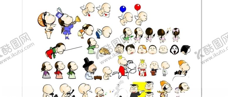 编号：43173711010921241205【酷图网】源文件下载-可爱卡通搞怪娃娃矢量