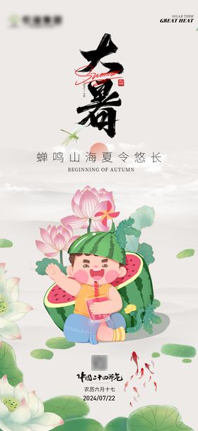 简约大暑节气宣传海报