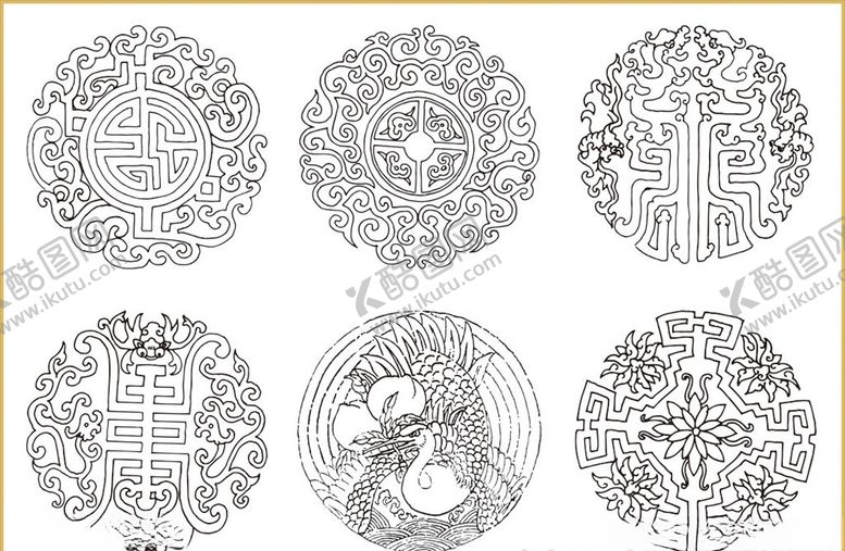 编号：55958007092319132289【酷图网】源文件下载-传统花纹线条插画传统素材