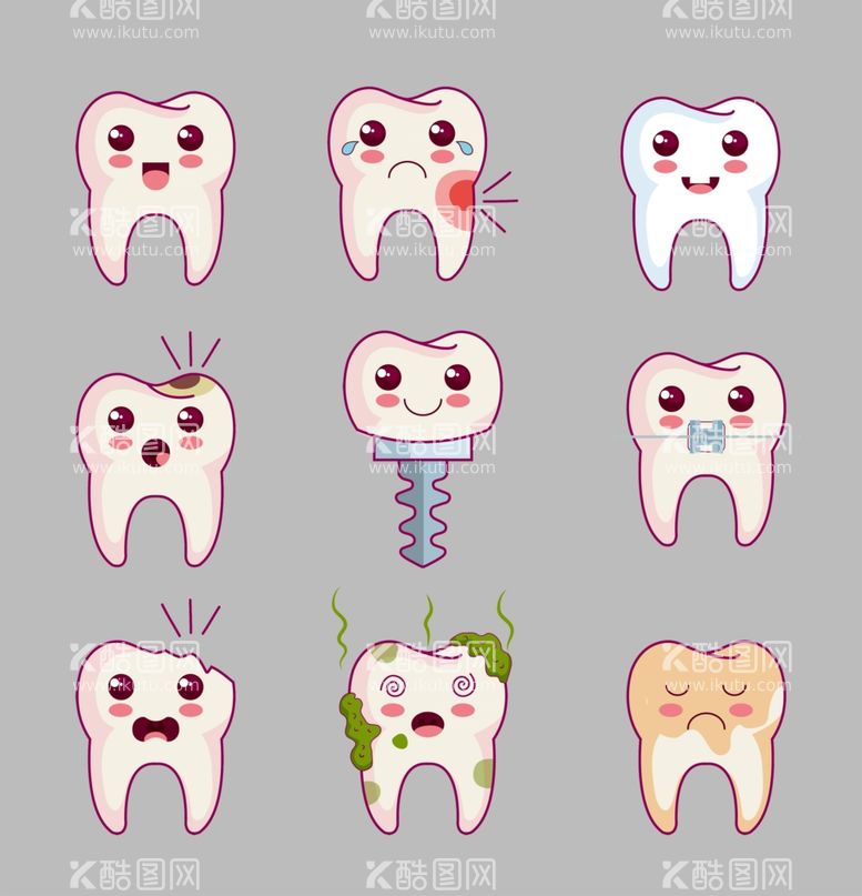 编号：23975412160456138898【酷图网】源文件下载-卡通牙齿