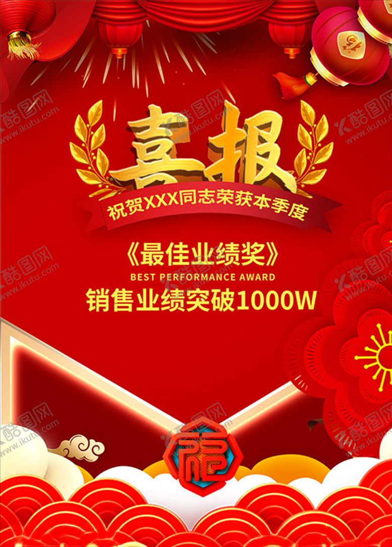 编号：26297809171912023225【酷图网】源文件下载-最佳业绩奖海报