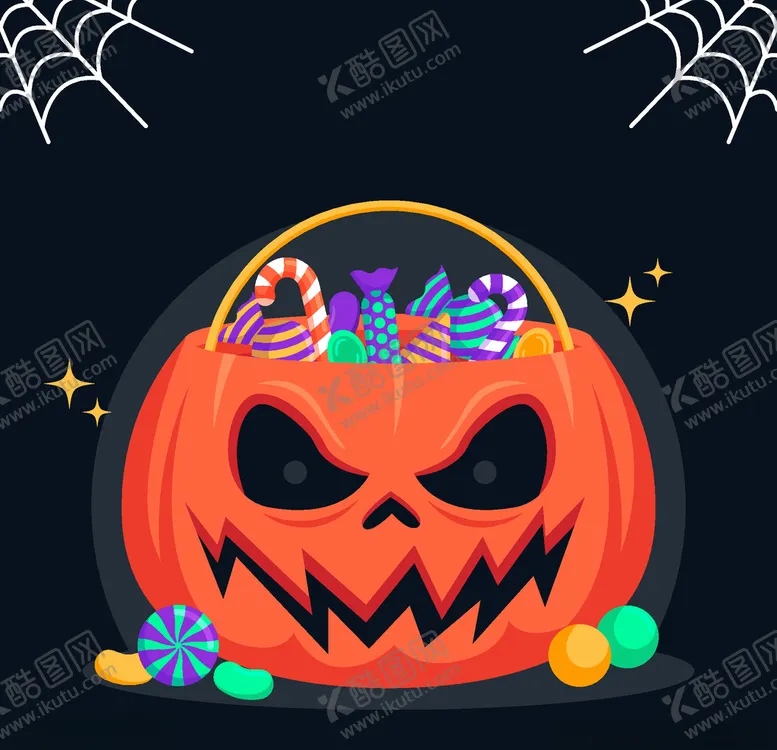编号：56247303241455346720【酷图网】源文件下载-万圣节糖果篮子