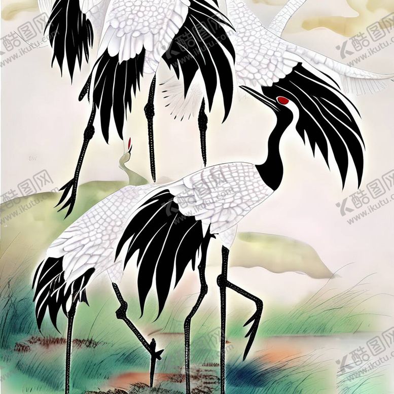 编号：69573109201710324269【酷图网】源文件下载-国画仙鹤