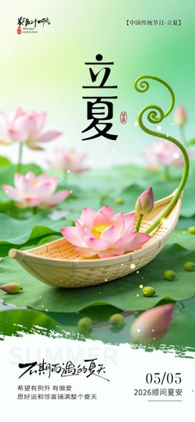 立夏荷花节气海报