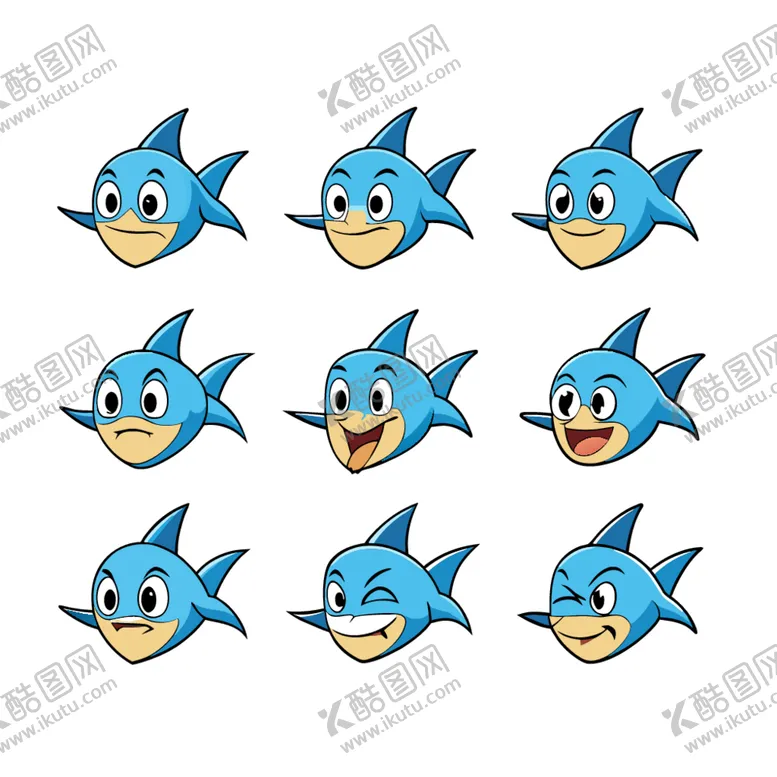 编号：54954402251743342442【酷图网】源文件下载-剑鱼不同情绪状态的组合