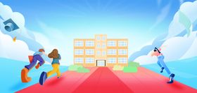 浅蓝色扁平卡通高考背景