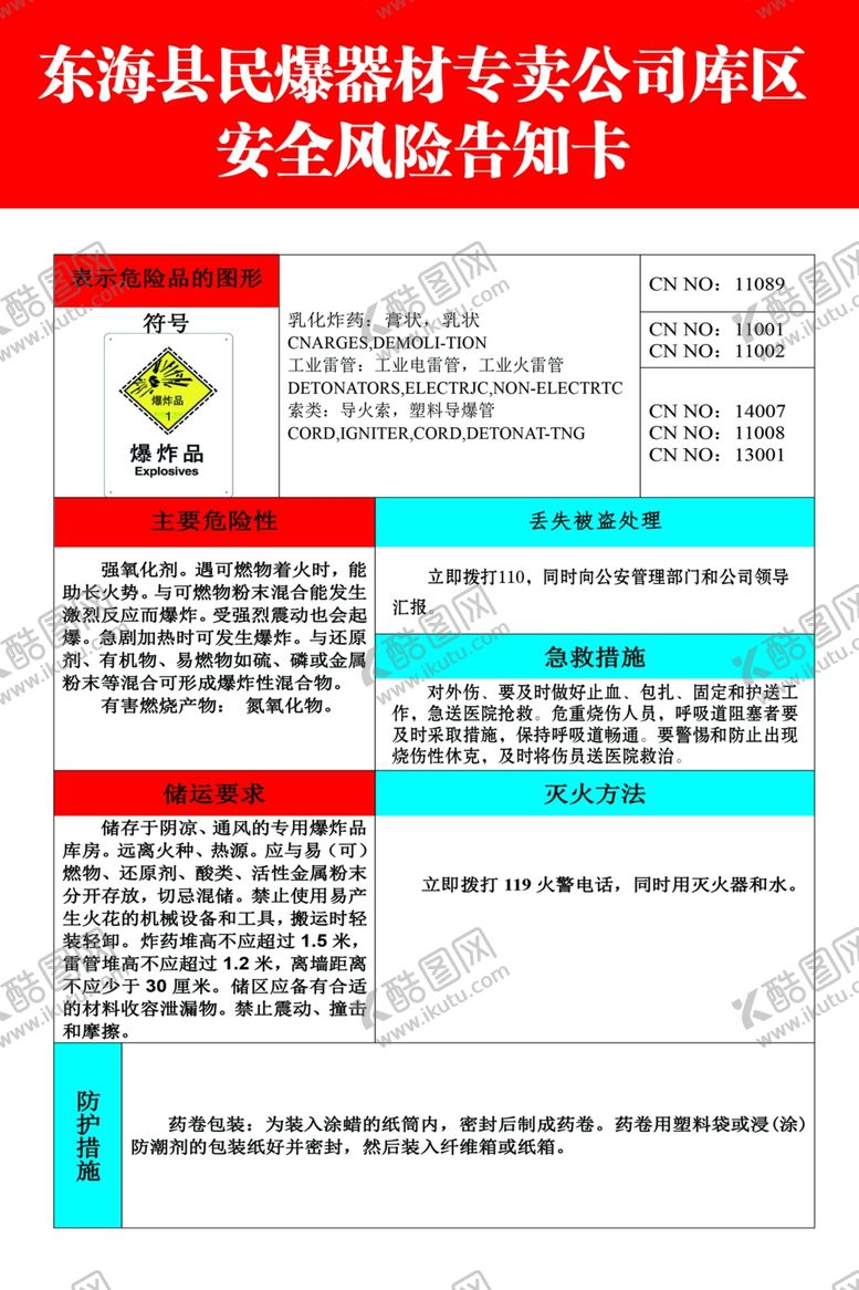 编号：71079610081022398712【酷图网】源文件下载-民爆公司告知卡