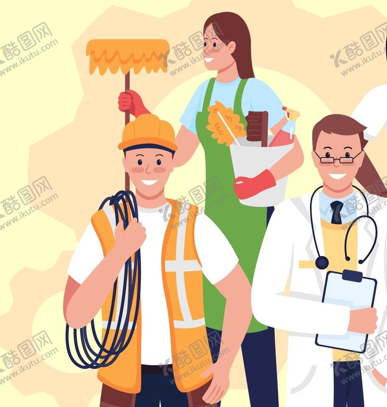 编号：40376509180628580287【酷图网】源文件下载-五一劳动节工人插画