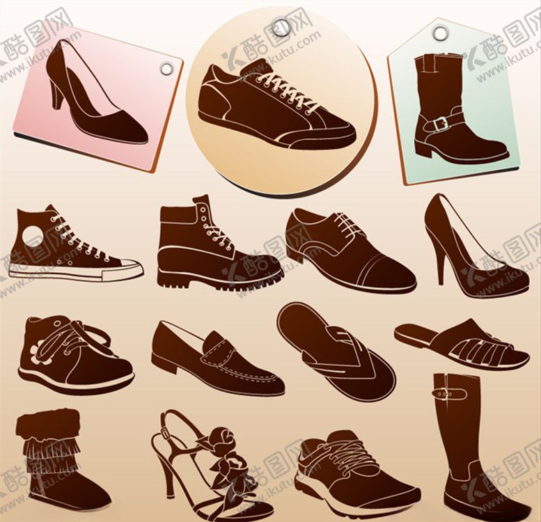 编号：85631010281644092912【酷图网】源文件下载-矢量鞋子集合