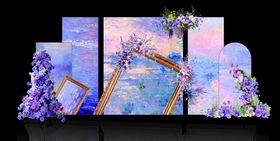 晕染紫色婚礼舞台背景